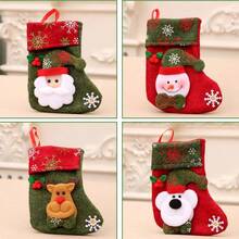1pc Christmas Stocking Mini Christmas Stocking Hanging Sock With Snowflake 3D Reindeer Bear Santa Claus Snowman Mini Gift Sock Holiday Christmas Tree Decoration - Multicolor - View 3