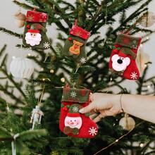 1pc Christmas Stocking Mini Christmas Stocking Hanging Sock With Snowflake 3D Reindeer Bear Santa Claus Snowman Mini Gift Sock Holiday Christmas Tree Decoration - Multicolor - View 1