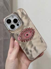 1 Ốp lưng điện thoại mạ bề mặt thiên thạch sang trọng tương thích với iPhone 17 AIR 16 15 14 13 12 11 Pro Max Plus X XS XR Ốp lưng mềm bảo vệ ống kính mắt thiên thần - Hồng - Xem 3