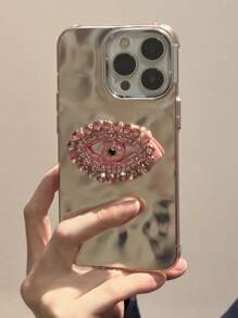 1 Ốp lưng điện thoại mạ bề mặt thiên thạch sang trọng tương thích với iPhone 17 AIR 16 15 14 13 12 11 Pro Max Plus X XS XR Ốp lưng mềm bảo vệ ống kính mắt thiên thần - Hồng - Xem 2