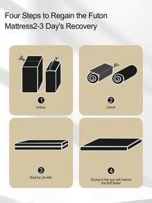 日式蒲团床垫，地板床垫加厚睡眠床垫可折叠便携式卷起宿舍床垫榻榻米垫，全尺寸，单人床，大号床，米色 - 米色 - 查看 9