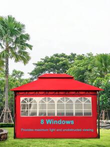 Gazebos 10'x10' Canopy Tent Waterproof Canopies With 2 Sidewalls - Red - View 2