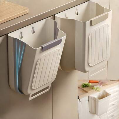 1pc 厨房垃圾桶壁挂式可折叠家用厨房垃圾橱柜门专用收纳桶浴室收纳纸篓, 家居装饰, 圣诞礼物, 家居礼品, 房间装饰