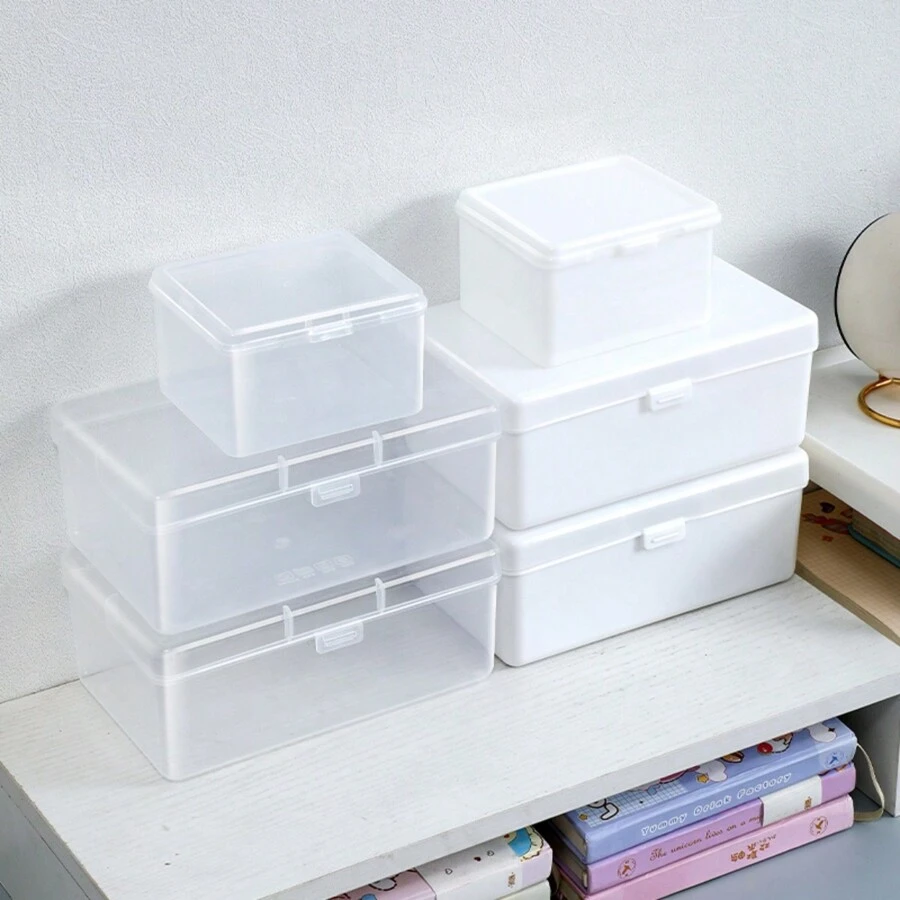 1 hộp đựng đồ bằng nhựa trong suốt, hộp đựng đồ dùng văn phòng, hộp đựng vật dụng nhỏ, hộp đa năng đựng đồ dùng nhỏ, đồ chơi, trang sức, sticker, thẻ nhỏ, đồ dùng văn phòng phẩm, hộp đựng bút, phụ kiện văn phòng phẩm. - Hình chữ nhật - Xem 1