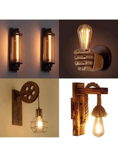 1pc Vintage Industrial Rustic Pipe Wand Lamp, Retro Pulley Sconce Dining Room, Bar, Club