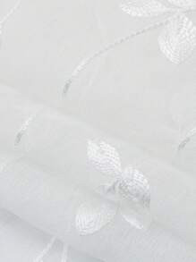 1pc Embroidered Sheer Curtain, Softens Light, Perforated, Grommet Top, Semi-Transparent Filtering Curtain, Suitable For Home Or Office Use, Solid Color, Farmhouse Style For Living Room, Bedroom, Balcony, Home Decor - White - View 10