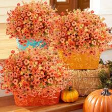 16 Pcs Artificial Plant Branch Leaf Flower Floral Wedding Party DIY Flower Arrangement For Home Or Venue Decoration - trái cam - Xem 2