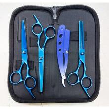 Kit Of 3 Professional Scissors With Razor Edge And Colored Thinning Shears - 藍色 (WJ-792-2) - 查看 1