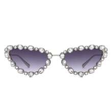 Cat Eye Sunglasses Rhinestone Embellished Luxury Frame With Polarized UV Mirrored Lenses, Glamorous Women's Designer Glasses For Women's Luxury Vibes, Evening Events, Celebrations, Weddings And Red Carpet Looks - 漸層紫 - 查看 1