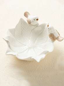 1 件粉色陶瓷鸟形珠宝收纳盒，带叶子图案和厨房蘸酱盘 - 创意可爱的珠宝收纳架、肥皂盒、豪华优雅的水果、甜点展示托盘和金耳环、戒指、金项链，适用于厨房、家居、浴室，适合返校 - 彩色 - 查看 12