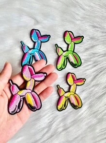 彩色气球狗可爱动物刺绣熨烫补丁适用于 DIY 服装、卡车司机帽、牛仔裤、夹克、包包缝制装饰补丁