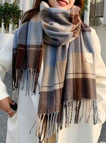 Nuova sciarpa a quadri per donna, sciarpa in morbido tessuto simil-cachemire, ideale per studenti e coppie, adatta per l'autunno e l'inverno