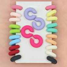 10pcs/Set Fashionable Dopamine Colorful Jelly Acrylic Twist Crescent Star Candy Color Clip On Earrings, No Piercing Needed - Style9 - View 5