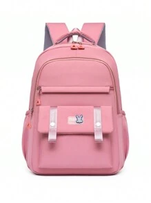 Women's Waterproof Nylon School Backpack - 玫紅色 - 查看 1
