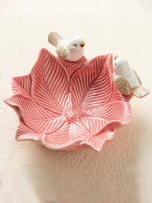 1 件粉色陶瓷鸟形珠宝收纳盒，带叶子图案和厨房蘸酱盘 - 创意可爱的珠宝收纳架、肥皂盒、豪华优雅的水果、甜点展示托盘和金耳环、戒指、金项链，适用于厨房、家居、浴室，适合返校 - 彩色 - 查看 13