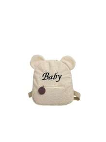 1pc Cartoon Plush Backpack For Girls Cute Bear Design New Ins Style Knitted Mini Rucksack - Beige - View 6