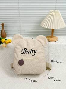 1pc Cartoon Plush Backpack For Girls Cute Bear Design New Ins Style Knitted Mini Rucksack - Beige - View 5