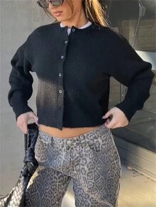 V-Neck Loose Knitted Cardigan Sweater, European And American Style, New For Women, Autumn Winter