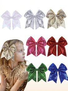 1 bucă mare, mare, 7 inch, cu sclipici, clemă cu fundă cu paiete, accesorii de păr pentru petrecere, pentru adolescenți, fete, copii, 1 buc (roz fierbinte)