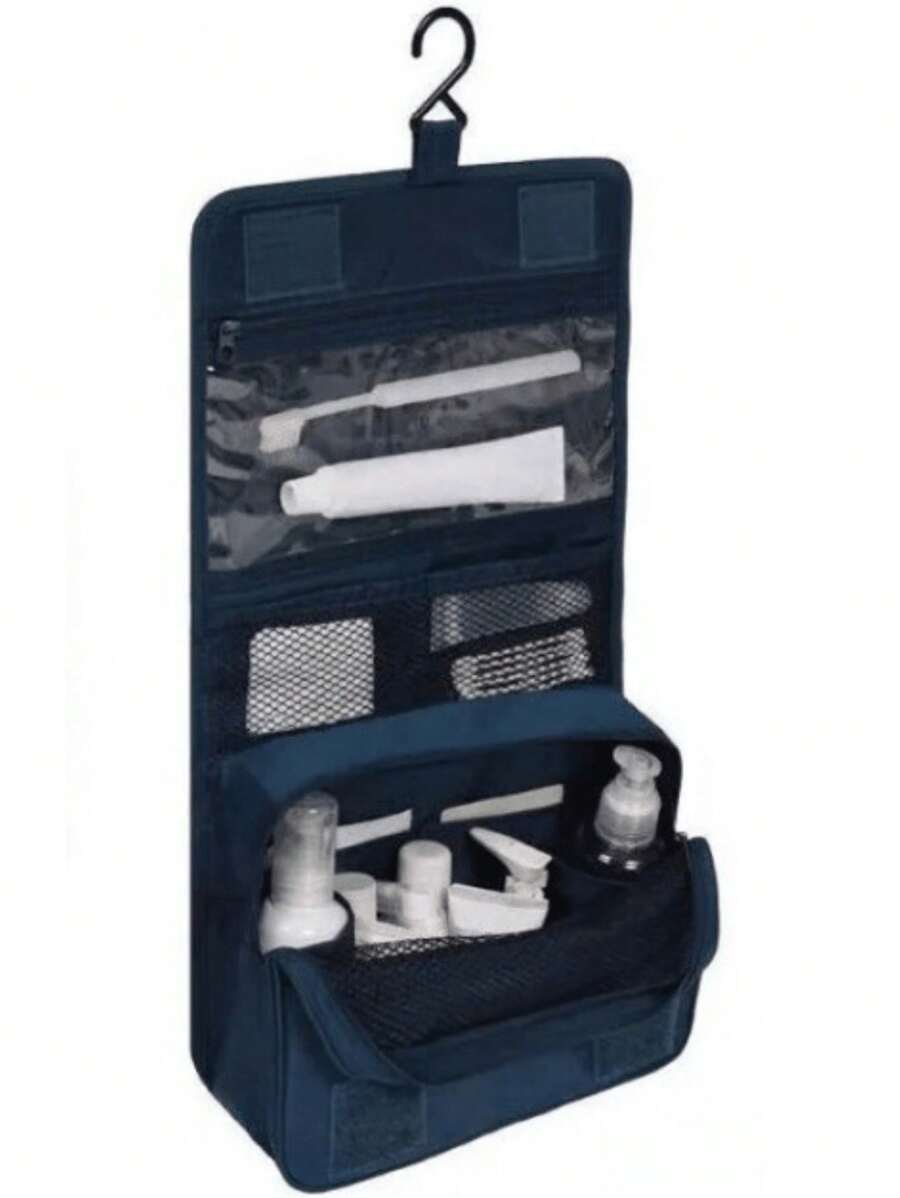 Necessaire Bolsa masculino feminina de Viagem Organizador de Objetos de Higiene Pessoal Com Divisória 002 - Azul - Visão 1