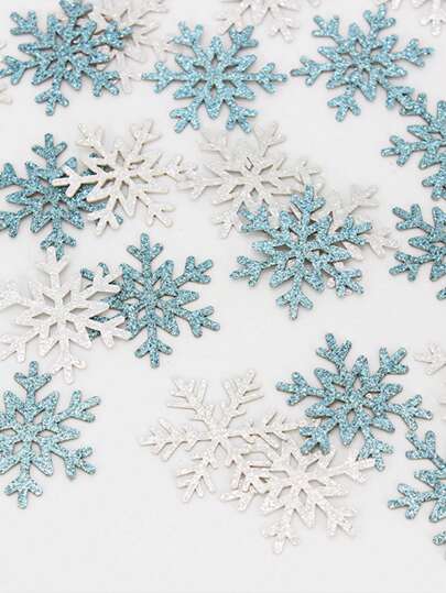 100 件各式彩色纸雪花纸屑，适合冬季、派对、婚礼、情人节装饰，