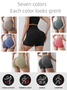 1 pezzo Pantaloncini sportivi da donna ad vita alta, controllo addominale, sollevamento del gluteo, asciugatura rapida, abbigliamento sportivo, fitness, yoga, modellante, accessori palestra