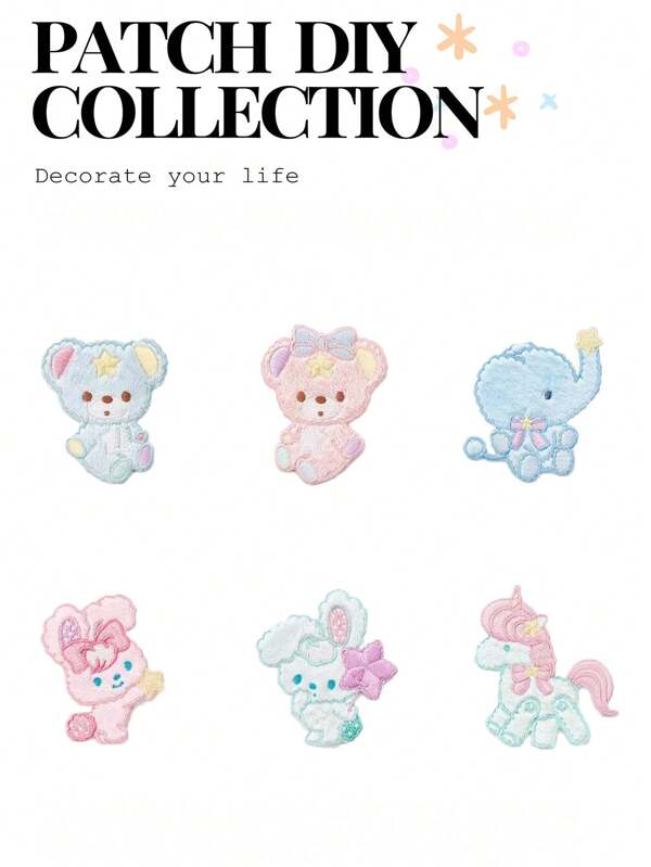 1 Piece Plush Bear Embroidery Cloth Stickers DIY Decorative Fashion Stick On Patches Self-Adhesive Type