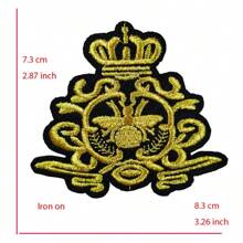 2 件金色银色男士服装肩章，刺绣徽章标签贴片适用于外套、帽子、包包、服装配饰 DIY 熨烫 - 2pcs - 查看 7