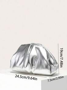 女士手提包，PU褶皱云朵材质，多功能大容量，时尚简约，适合购物和外出 - 銀色 - 查看 5