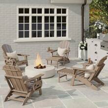 FOOWIN Silla Adirondack ajustable con otomana retráctil, silla Adirondack plegable de HDPE con portavasos, silla para hoguera para exteriores resistente a todo tipo de clima