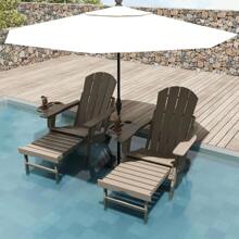 FOOWIN Silla Adirondack ajustable con otomana retráctil, silla Adirondack plegable de HDPE con portavasos, silla para hoguera para exteriores resistente a todo tipo de clima