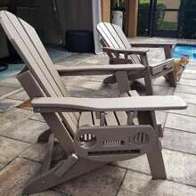 FOOWIN Silla Adirondack ajustable con otomana retráctil, silla Adirondack plegable de HDPE con portavasos, silla para hoguera para exteriores resistente a todo tipo de clima