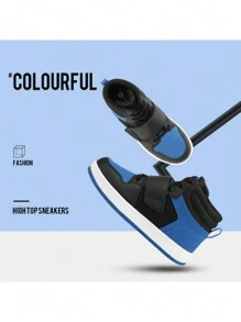 Boys Girls High Top Sneakers Hook-Loop Strap Fashion Basketball Sneakers Comfortable Kids Shoes - 彩色 - 查看 4