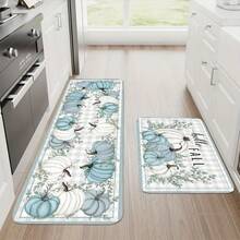 2/3pcs Pumpkin And Plaid Design Kitchen Rugs, Washable And Anti-Slip, For Thanksgiving Home Decor - Multicolor - View 7