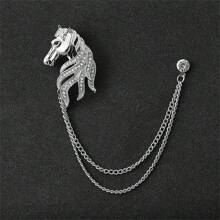 1 peça Broche em forma de ave de rapina feroz (morcego, lobo, águia) em estilo retrô dourado/prateado para terno masculino