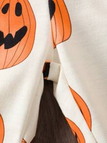 Young Boy Halloween Pumpkin Print Long Sleeve Crew Neck Sweatshirt Set