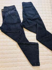 H MODA Women's Casual Elegant High-Waisted Wide Leg Jeans In Graphite Color