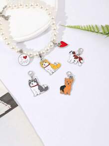 1pc Metal Mini Dachshunds Bulldogs Dog Charm For Jewelry Cute Animal Couple Lovely Keychain Car Keyring Bag Headphone Pendant Bracelet Necklace Char - Multicolor - View 2