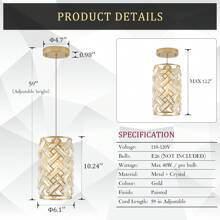 1-Light Gold Crystal Pendant Light, Mini Ceiling Hanging Light Fixture With K9 Prisms For Kitchen Island, Bathroom, Bedroom, Or Bar - 金色 - 查看 3
