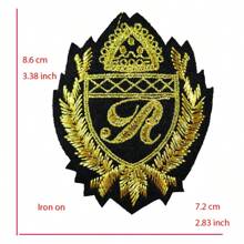 2 件金色银色男士服装肩章，刺绣徽章标签贴片适用于外套、帽子、包包、服装配饰 DIY 熨烫 - 2pcs - 查看 6