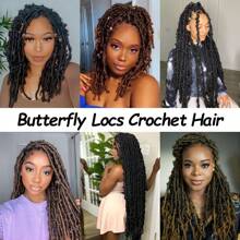 Tóc móc Butterfly Locs 10/12/14 inch, 1/6 gói, tóc móc Butterfly Locs đã được uốn sẵn, tóc móc giả Butterfly Locs cũ, tóc móc cho phụ nữ, tóc móc mềm (T27) - Tóc vàng ombre - Xem 6