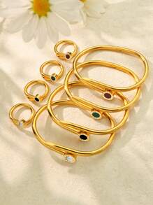 1 Set/2 Stücke modisches, klassisches Armreif Set mit römischen Ziffern, einzigartiges Nagel Design, charmantes Edelstahl Armband und Ring Schmuck Set für Frauen