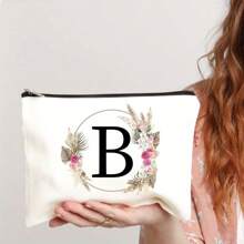 Bolsa de maquiagem com estampa floral e de letras chique de outono - Bolsa de cosméticos de lona reutilizável e moderna com grande capacidade Bolsa de armazenamento de viagem para mulheres Bolsas de grife, bolsa de cosméticos de viagem portátil personalizada com zíper, ideal para bolsa de festa de casamento e presente feminino, bolsa de papelaria escolar, presente de festa Bolsa de maquiagem para itens essenciais de viagem Bolsas de maquiagem Organizador de maquiagem Organizador de maquiagem Armazenamento de maquiagem Bolsa de maquiagem Bolsa de maquiagem - Branco - Ver 31