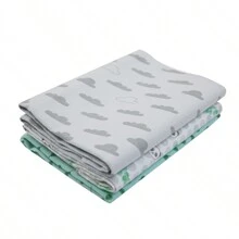 Chăn nỉ Composê 100% Cotton 80X50CM cho bé gái bé trai - Bộ 3 sản phẩm - màu xanh lá - Xem 3