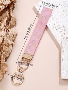 1 件锌合金提花织带钥匙扣和钥匙圈，女士汽车钥匙扣，女士优雅包包吊坠钥匙扣，女士时尚织带钥匙扣，通用钥匙扣，女士时尚钥匙扣（因拍摄灯光和角度可能存在轻微色差，以实际产品颜色为准）