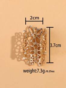 Rhinestone Detail Hollow Out Ring - Silver - View 9