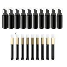 40 Stücke Wimpernshampoo Flaschenbürsten Set, 10 Stücke Wimpernshampoo Bürsten, 10 Stücke Wimpernbürsten Röhren, 10 Stücke Wimpernshampoo Spender, 10 Stücke Wimpern Nachsorge Beutel für Kundinnen, Frauen, Mädchen