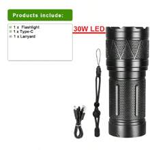 Linterna LED de mano Paweinuo Ultra Brillante de 50000 LUX, con batería recargable de litio incorporada, no impermeable, zoom, alimentada con batería con múltiples componentes - Negro - Ver 12
