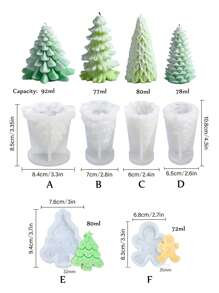 1pc Christmas Tree Candle 3D Silicone Mold, Aroma Candle Handmade Soap Mold For Handmade Candle Making, DIY Craft & Gift - White - View 2