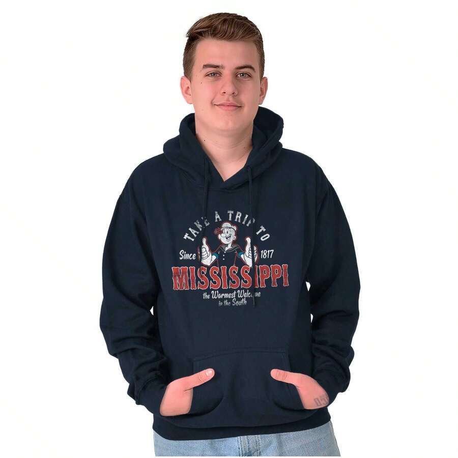 Popeye Take A Trip To Mississippi Hoodie Sweatshirt Men - Navy - View 1